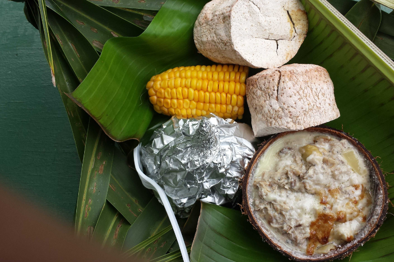 Traditional Samoan food from an umu