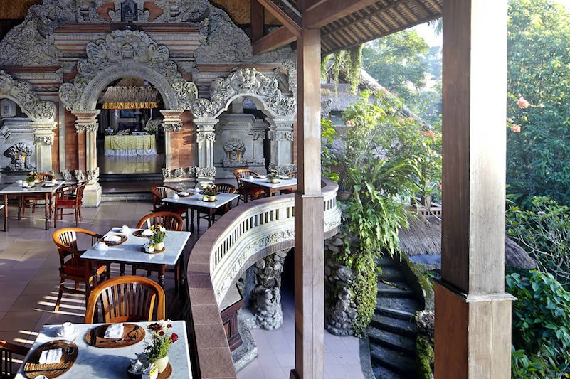 The terrace restaurant at the Hotel Tjampuhan Spa Ubud, Bali.