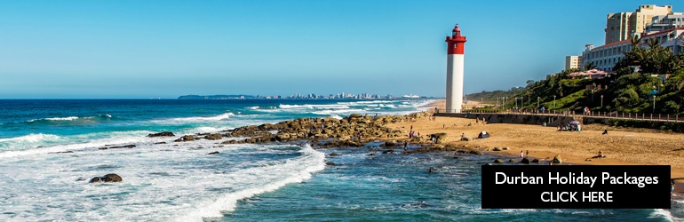 A view of Durban's coast, which can be visited with cheap holiday packages from Flight Centre.