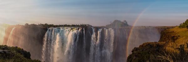 Water cascading over a cliff face